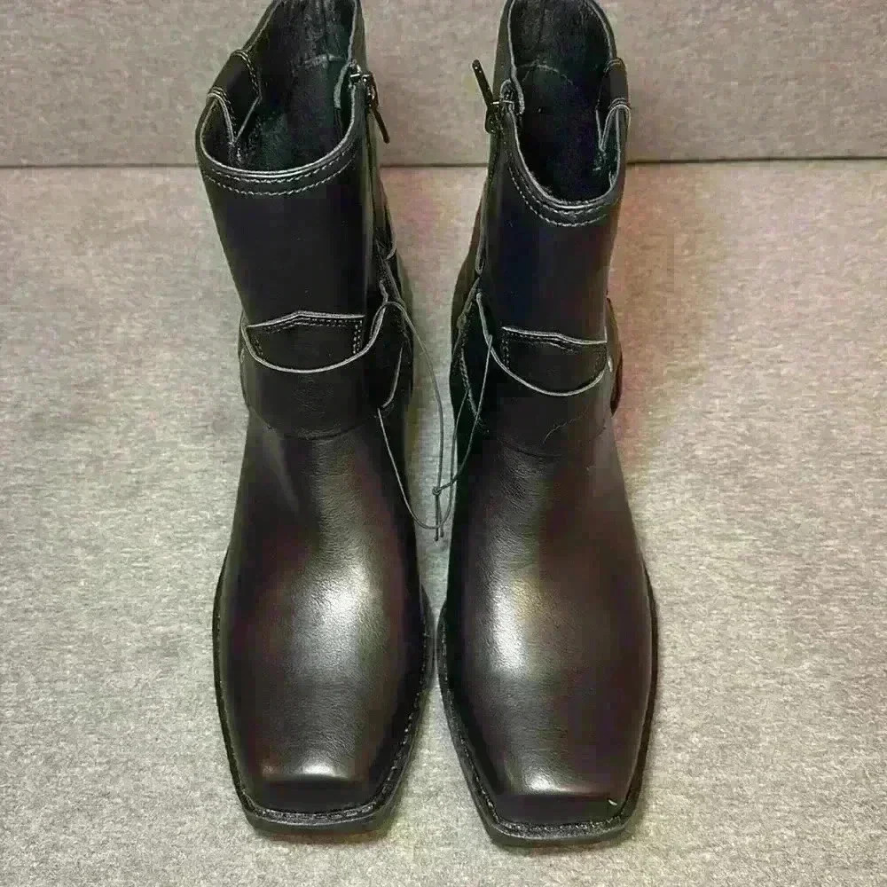 Indigo Rd. Western Silver Harness Black Boot Side Zip Heeled Platform Sz 8.5 - Picture 3 of 13